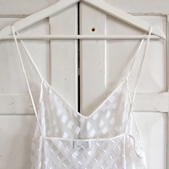 Vintage 70s Miss Dior White Checkered Slip Dress – Size L - Picture 7 of 15